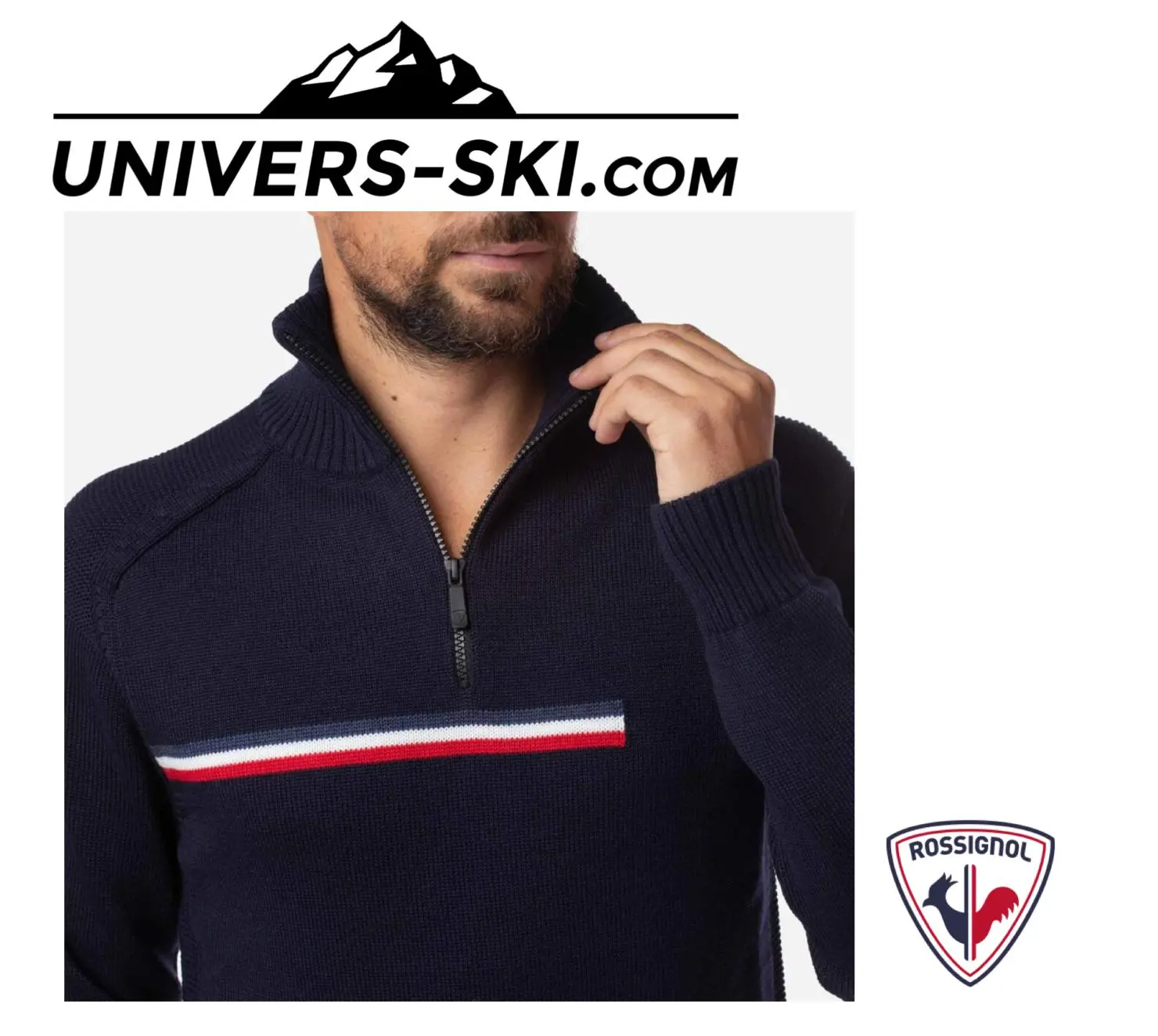 Pull ROSSIGNOL Homme Major ½ Zip Marine 2023 – Image 2