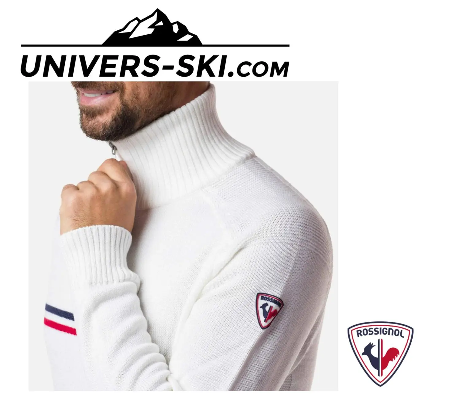 Pull ROSSIGNOL Homme Major ½ Zip Blanc 2023 – Image 2